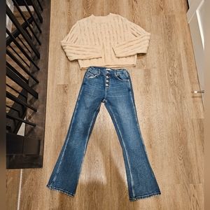 Zara Girl's KNITWEAR with FLARED JEANS